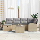 Set Divano da Giardino con cuscino 7 pcs Beige Poly Rattan