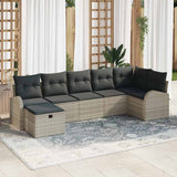 Set Divano da Giardino 7 pcs Grigio chiaro polyrattan