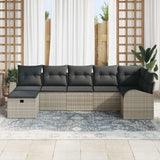 Set Divano da Giardino 7 pcs Grigio chiaro polyrattan