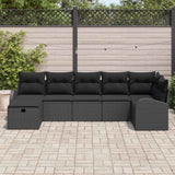 Set Divano da Giardino con cuscino 7 pcs Nero polyrattan