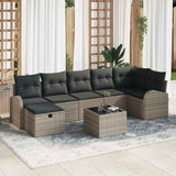 Set Divano da Giardino con cuscino 8 pcs Grigio Poly Rattan