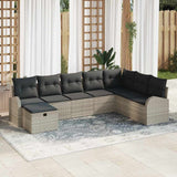 Set Divano da Giardino 8 pcs Grigio chiaro Poly Rattan