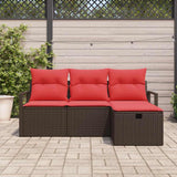 Set Divano da Giardino con cuscino 4 pcs Marrone polyrattan
