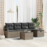 Set Divano da Giardino con cuscino 6 pcs Grigio Poly Rattan