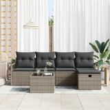 Set Divano da Giardino con cuscino 6 pcs Grigio Poly Rattan