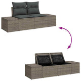 Set Divano da Giardino con cuscino 6 pcs Grigio polyrattan