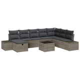 Set Divano da Giardino con cuscino 9 pcs Grigio Poly Rattan