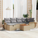 Set Divano da Giardino con cuscino 7 pcs Beige Poly Rattan