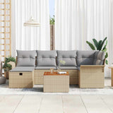 Set Divano da Giardino con cuscino 7 pcs Beige Poly Rattan