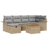 Set Divano da Giardino con cuscino 7 pcs Beige Poly Rattan