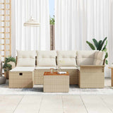 Set Divano da Giardino con cuscino 7 pcs Beige Poly Rattan