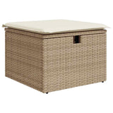 Set Divano da Giardino con cuscino 7 pcs Beige Poly Rattan