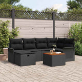 Set Divano da Giardino con cuscino 7 pcs Nero Poly Rattan