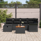 Set Divano da Giardino con cuscino 7 pcs Nero Poly Rattan