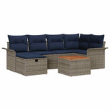 Set Divano da Giardino con cuscino 7 pcs Grigio Poly Rattan