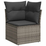 Set Divano da Giardino con cuscino 8 pcs Grigio Poly Rattan