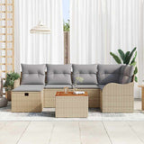 Set Divano da Giardino con cuscino 7 pcs Beige Poly Rattan