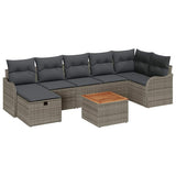 Set Divano da Giardino con cuscino 8 pcs Grigio Poly Rattan