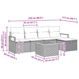 Set Divano da Giardino con cuscino 6 pcs Grigio Poly Rattan