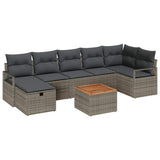 Set Divano da Giardino con cuscino 8 pcs Grigio Poly Rattan