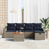 Set Divano da Giardino con cuscino 6 pcs Grigio Poly Rattan