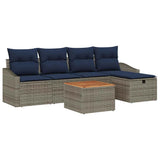 Set Divano da Giardino con cuscino 6 pcs Grigio Poly Rattan