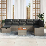 Set Divano da Giardino con cuscino 9 pcs Grigio Poly Rattan