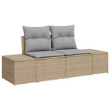 Set Divano da Giardino con cuscino 6 pcs Beige Poly Rattan