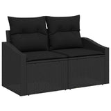 Set Divano da Giardino con cuscino 6 pcs Nero Poly Rattan