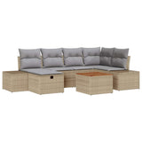 Set Divano da Giardino con cuscino 7 pcs Beige Poly Rattan