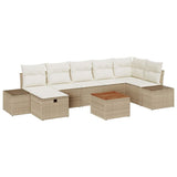 Set Divano da Giardino con cuscino 8 pcs Beige Poly Rattan