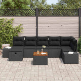 Set Divano da Giardino con cuscino 8 pcs Nero Poly Rattan