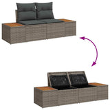 Set Divano da Giardino con cuscino 4 pcs Grigio polyrattan