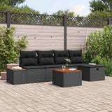 Set Divano da Giardino con cuscino 6 pcs Nero Poly Rattan