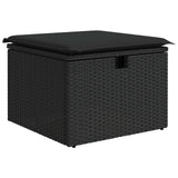 Set Divano da Giardino con cuscino 6 pcs Nero Poly Rattan