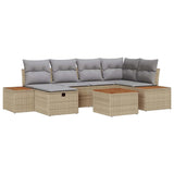 Set Divano da Giardino 7 pcs Beige 55 x 62 x 69 cm Poly Rattan
