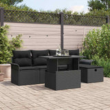 Set Divano da Giardino con cuscino 6 pcs Nero Poly Rattan