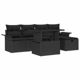 Set Divano da Giardino con cuscino 6 pcs Nero Poly Rattan