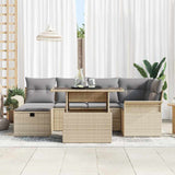 Set Divano da Giardino con cuscino 7 pcs Beige Poly Rattan