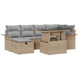 Set Divano da Giardino con cuscino 7 pcs Beige Poly Rattan