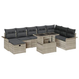 Set Divano da Giardino 9 pcs Grigio chiaro Poly Rattan