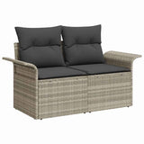 Set Divano da Giardino 9 pcs Grigio chiaro Poly Rattan