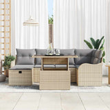 Set Divano da Giardino con cuscino 7 pcs Beige Poly Rattan