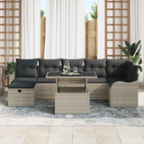 Set Divano da Giardino 8 pcs Grigio chiaro Poly Rattan