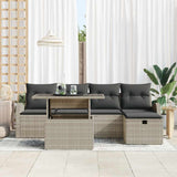 Set Divano da Giardino 6 pcs Grigio chiaro Poly Rattan