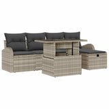 Set Divano da Giardino 6 pcs Grigio chiaro Poly Rattan
