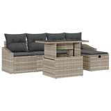 Set Divano da Giardino 6 pcs Grigio chiaro polyrattan