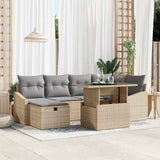 Set Divano da Giardino con cuscino 7 pcs Beige polyrattan