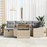 Set Divano da Giardino con cuscino 7 pcs Beige polyrattan