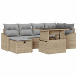 Set Divano da Giardino con cuscino 7 pcs Beige polyrattan